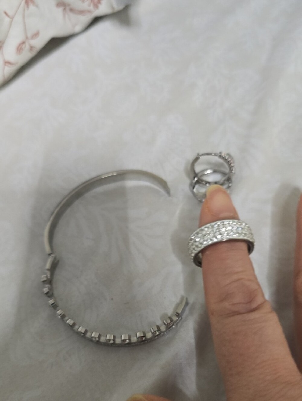 Silver Crystal Crown Bangle Set - Picture 5 of 5